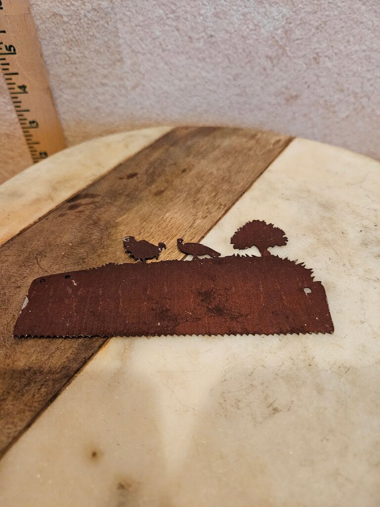 Vintage Metal Chicken and Tree Wall Art