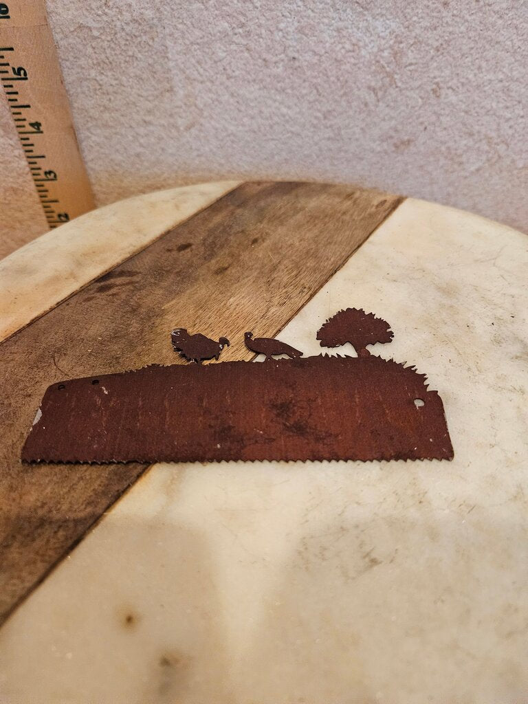 Vintage Metal Chicken and Tree Wall Art