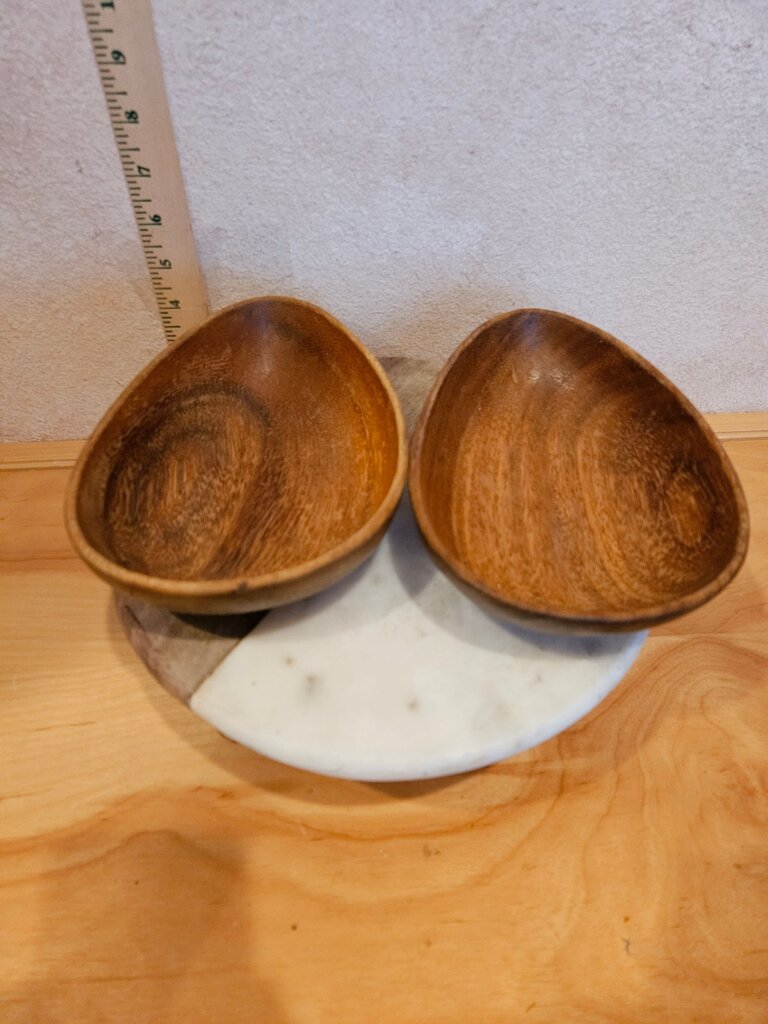 Pair of Tear Shape Wooden Serving Bowl , trinket dishes, serving table decor