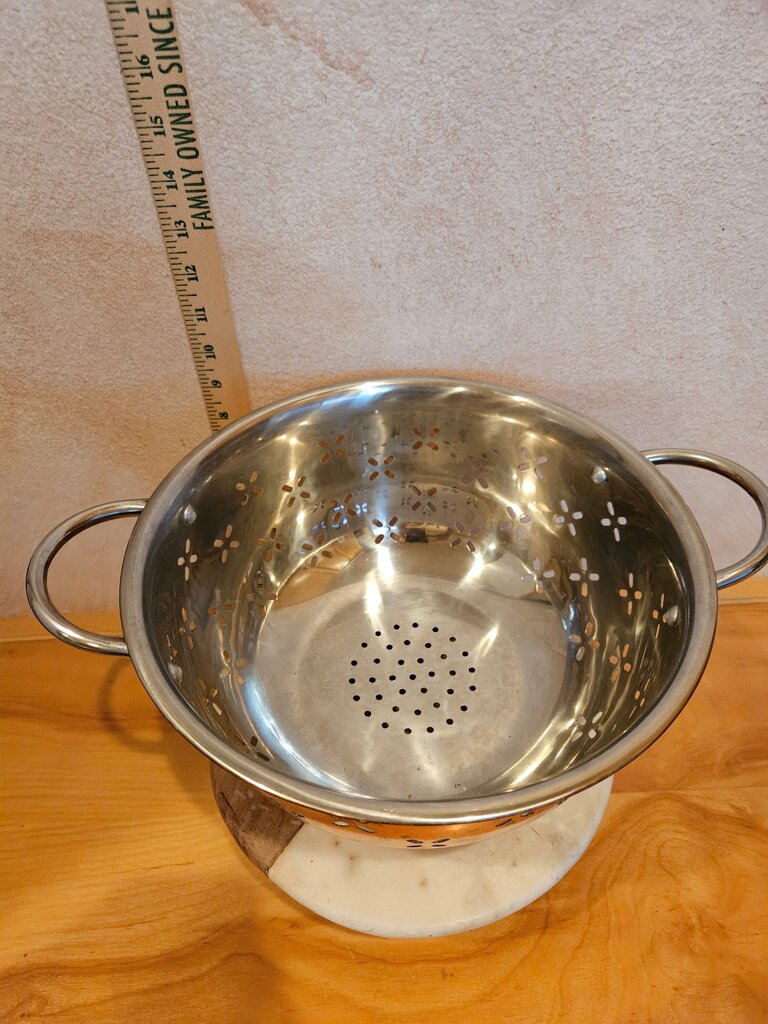 Vintage Copper Strainer Drainer Colander with handles stainless steel