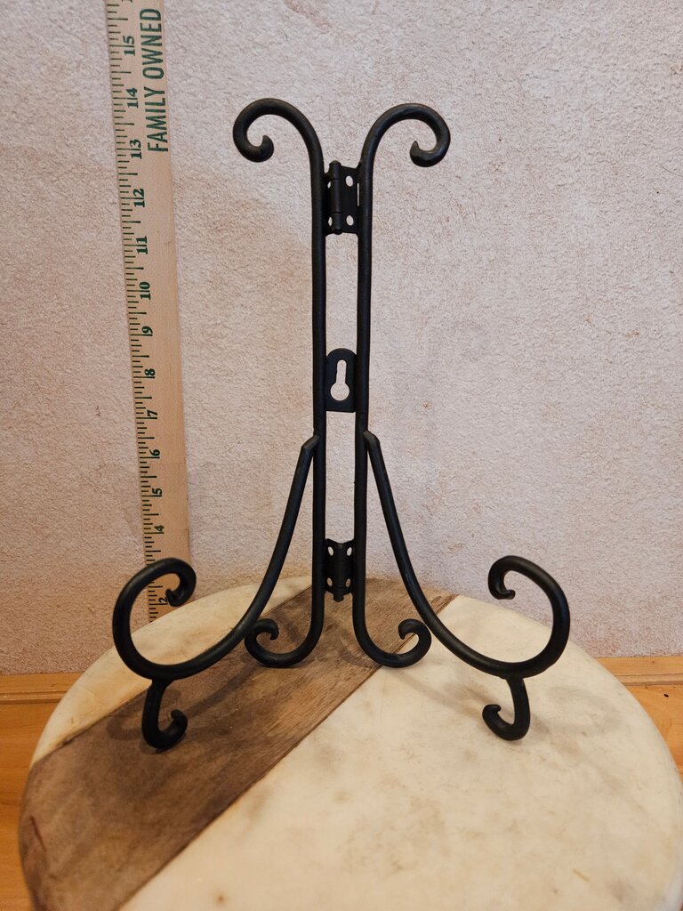 Black Scroll Heavy Iron Metal Easel Plate Photo Award Stand Display book holder wall mountable