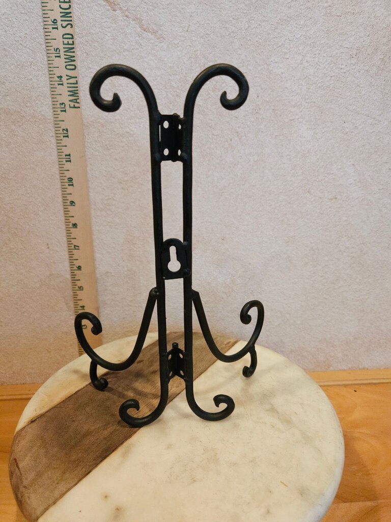 Black Scroll Heavy Iron Metal Easel Plate Photo Award Stand Display book holder wall mountable