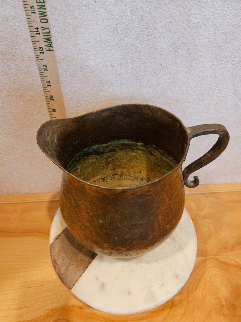 Vintage Hammered Copper Ewer water Pitcher Patina Arts Crafts Craftsman