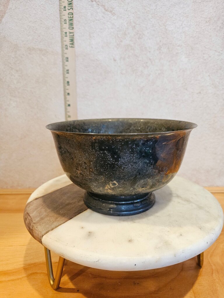 Vintage Silver Patina Large Pedestal Bowl, Paul Revere Reproduction 1983 F.B. Rogers Silver Co. #10
