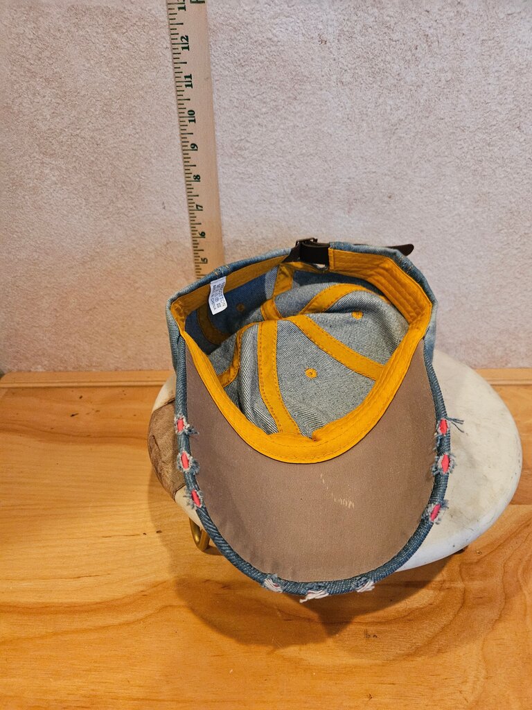 Denim Fleur De Lis Flower Faux Diamond Sparkling Saints Symbol Baseball Hat Cap