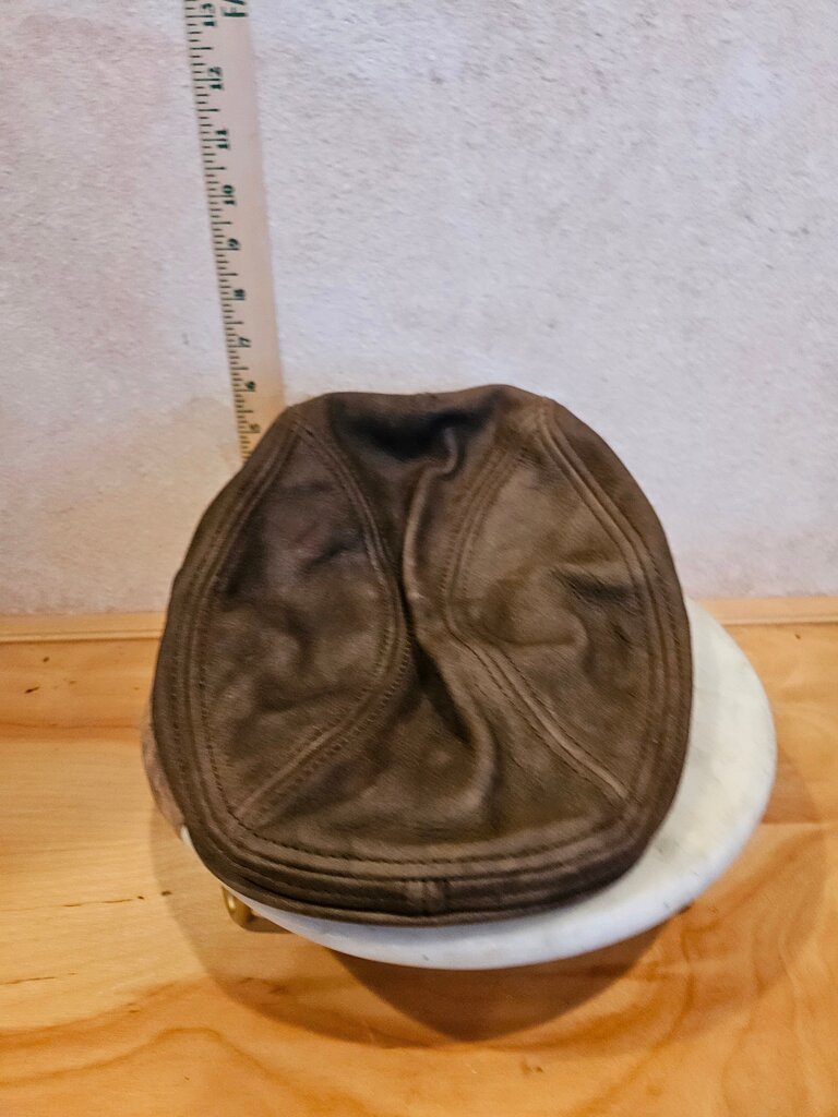 Scala Genuine Leather Brown Newsboy Flat Cap weathered ivy league Outdoor hat
