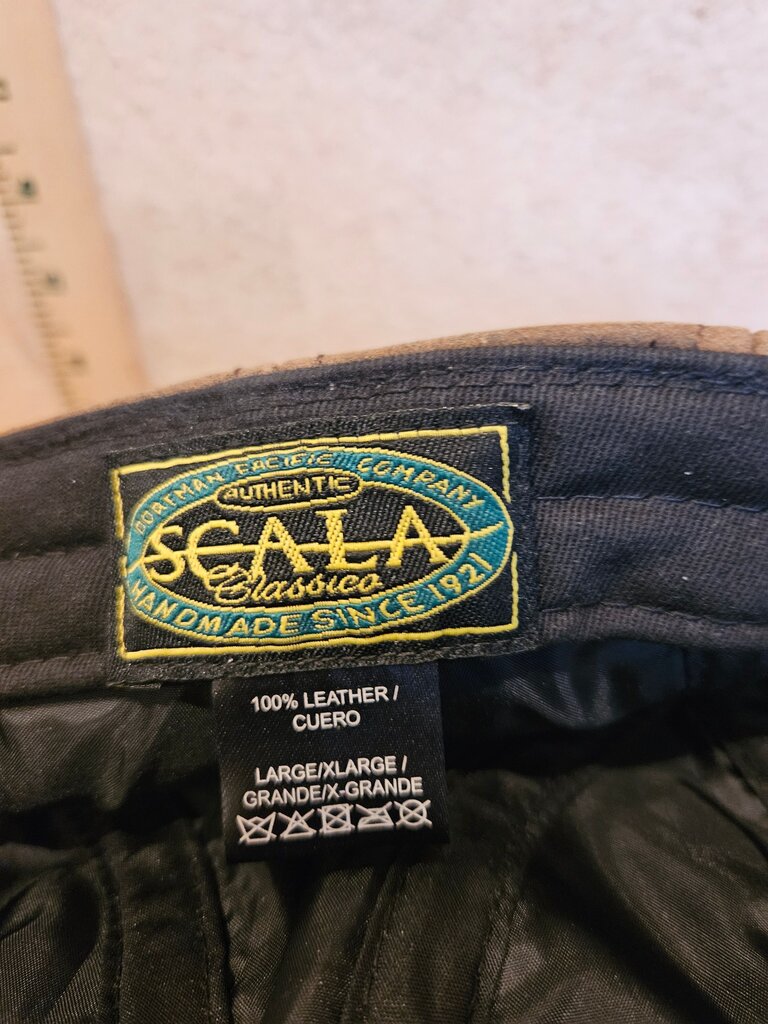 Scala Genuine Leather Brown Newsboy Flat Cap weathered ivy league Outdoor hat