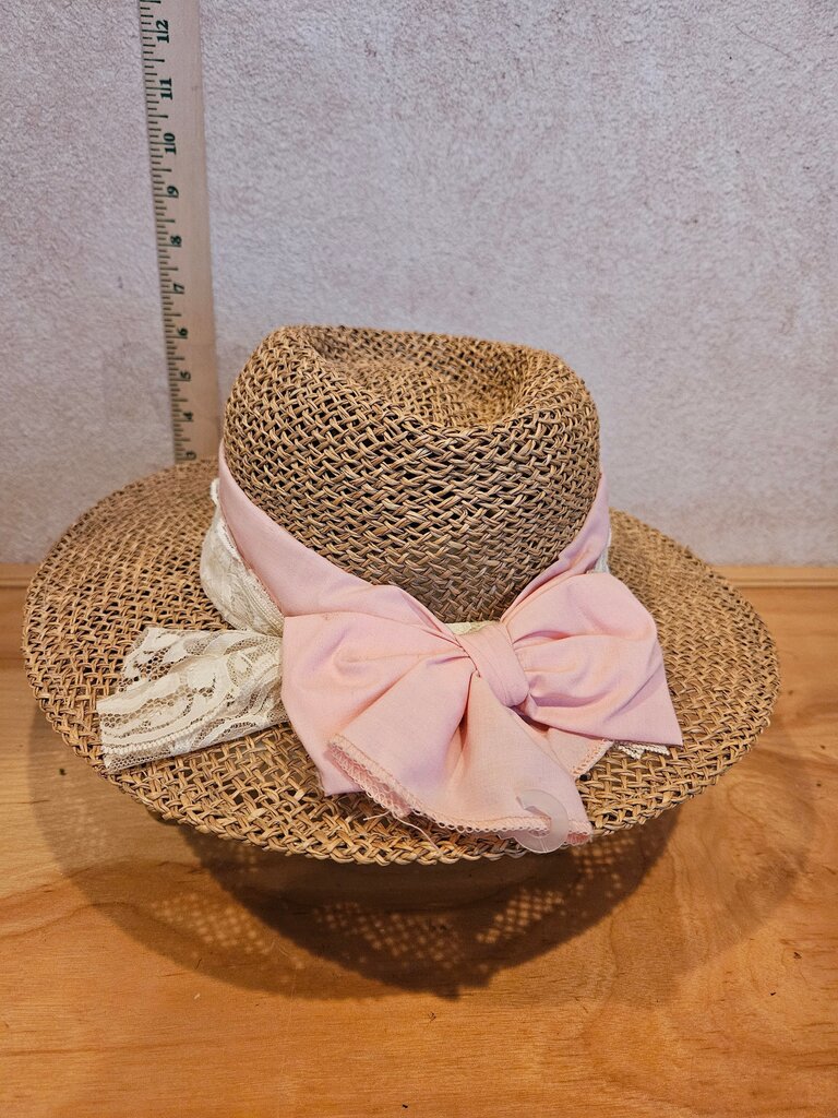 Cottage Core Straw Hat Neck SPF Scarf Sun Beach Coastal Boho Wide Brim