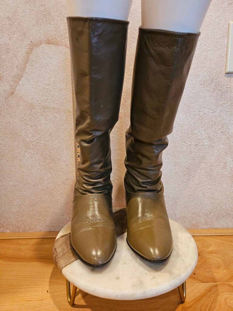 Vintage Olive Green 6.5 M Joyce Knee-High Heeled Boots