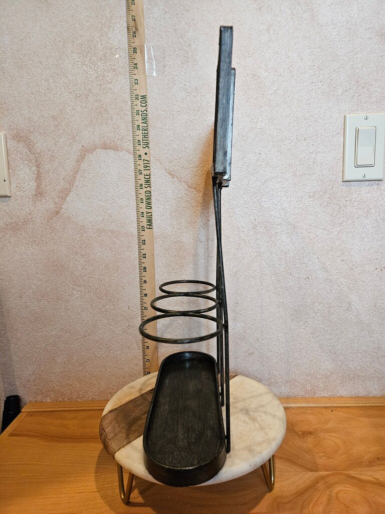 Metal Wine Three Bottle Holder with Chalkboard Labels