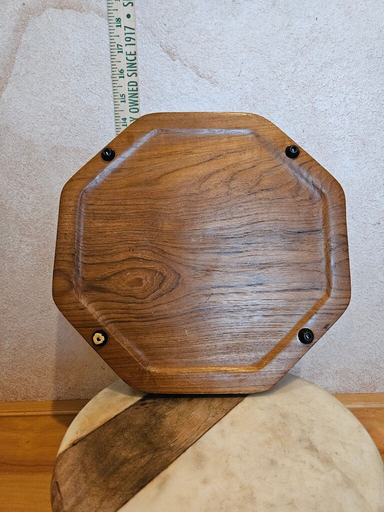 Vintage Wooden Octagonal Cloche base cheese tray table disply