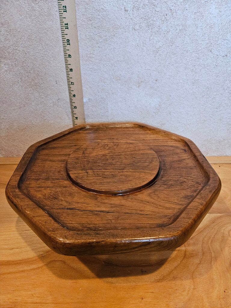 Vintage Wooden Octagonal Cloche base cheese tray table disply