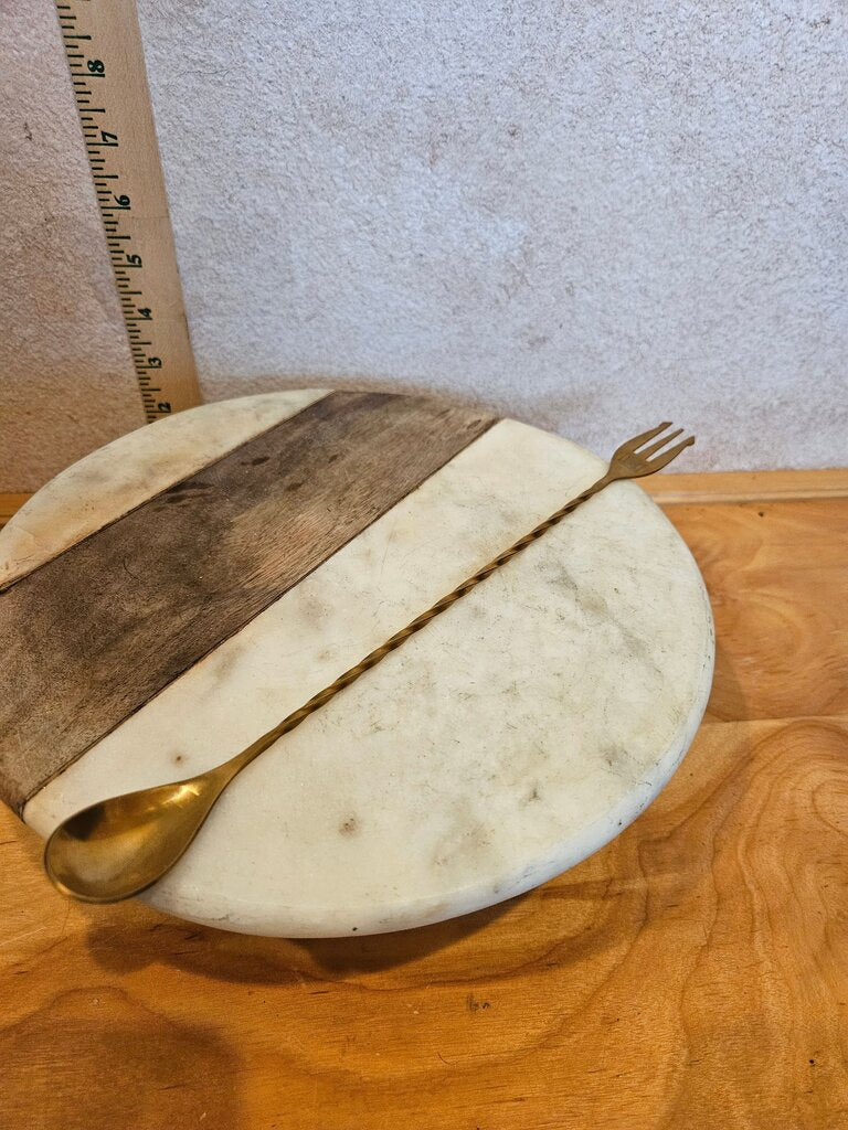 Brass Serving Spoon and Fork Set