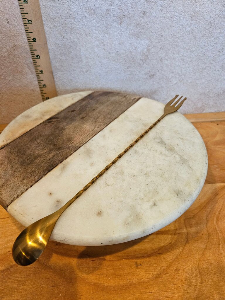 Brass Serving Spoon and Fork Set