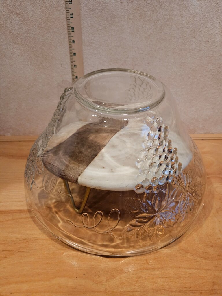 Vintage Harvest Grape Design Glass Punch Bowl