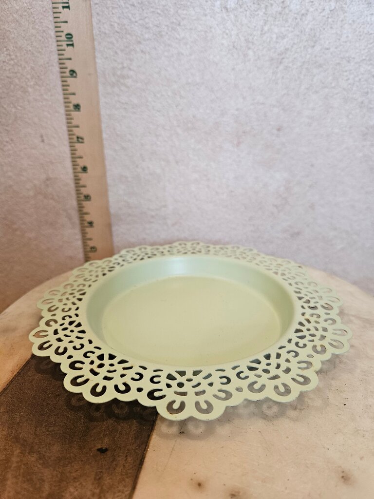 Metal Punched out design Scalloped Edging candle display tray table decor