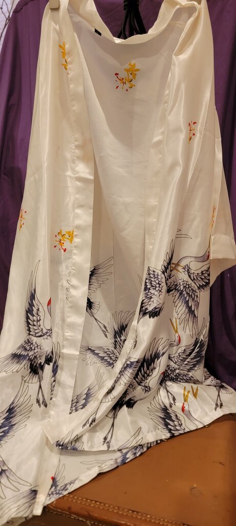 White Kimono Jacket with Crane Design