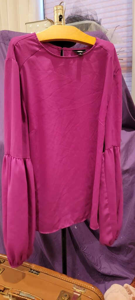 Women's Purple Blouse with Puff Sleeves