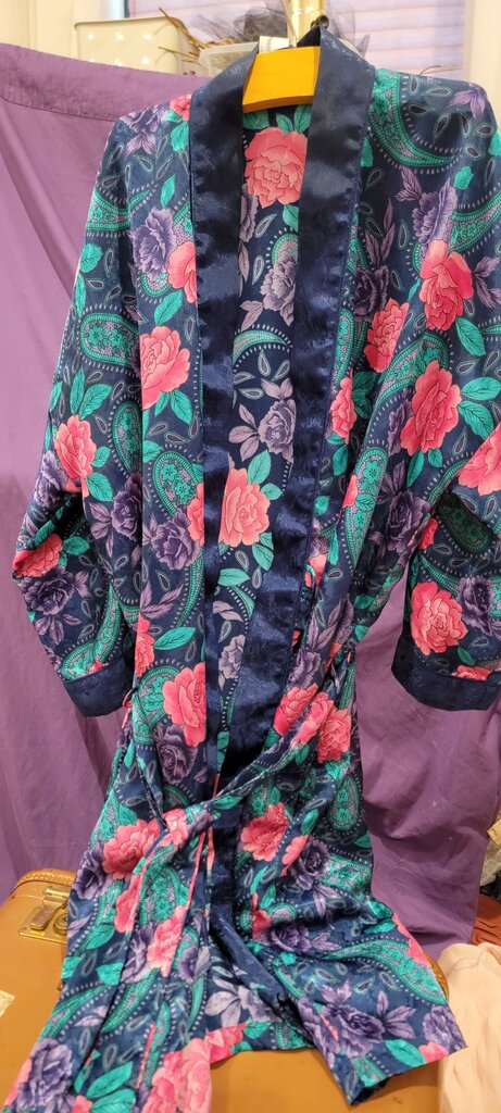 Floral Print Satin Robe