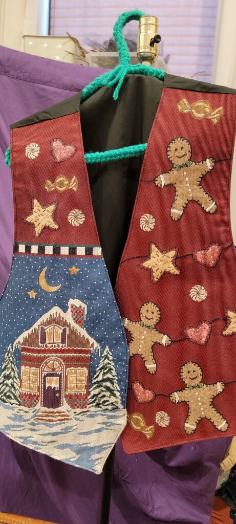 Festive Holiday Vest with Gingerbread and Candy Design