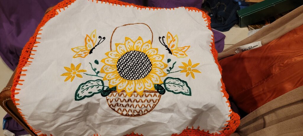 Embroidered Sunflower Tablecloth