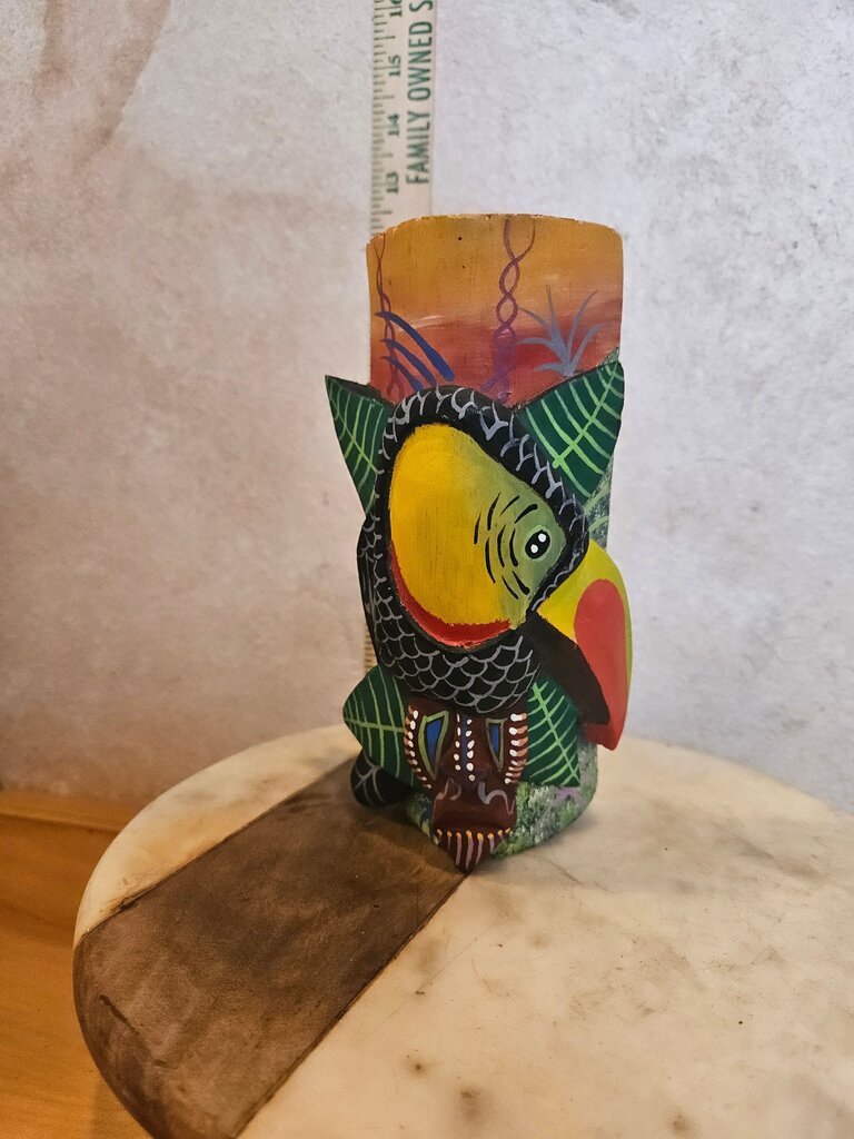 BORUCA art Costa Rica art carved wood decor Colorful Handcrafted Wooden Toucan Figurine