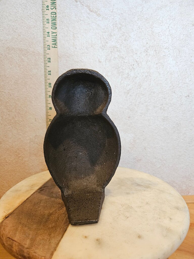Vintage Cast Iron Owl Door Stop Book End 4 inch by 6 1/2 inch Tall
