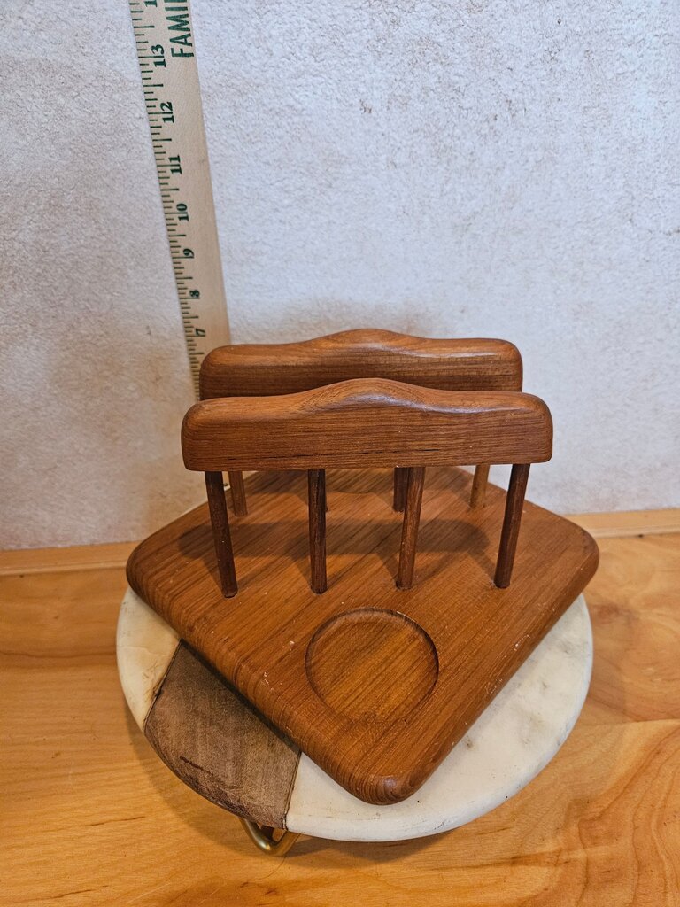 Vintage Wooden Julie Pomerantz Goodwood Teakwood Cady Napkin & Salt Pepper Shaker Holder
