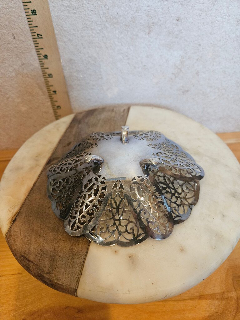 Vintage Lovelace Silverplate Footed Bowl International Silver Co. 3016 w Filigree Design
