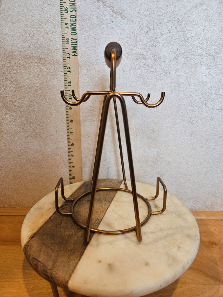 Vintage MCM Brass and Wood plate & cup cady holder mid century modern hard to find