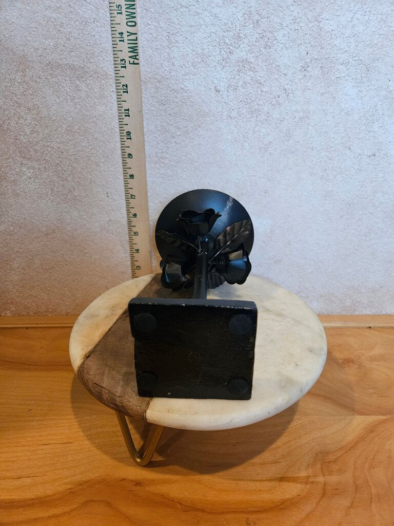 Black Metal Candle Holder w Floral Roses Design farmhouse chic decor