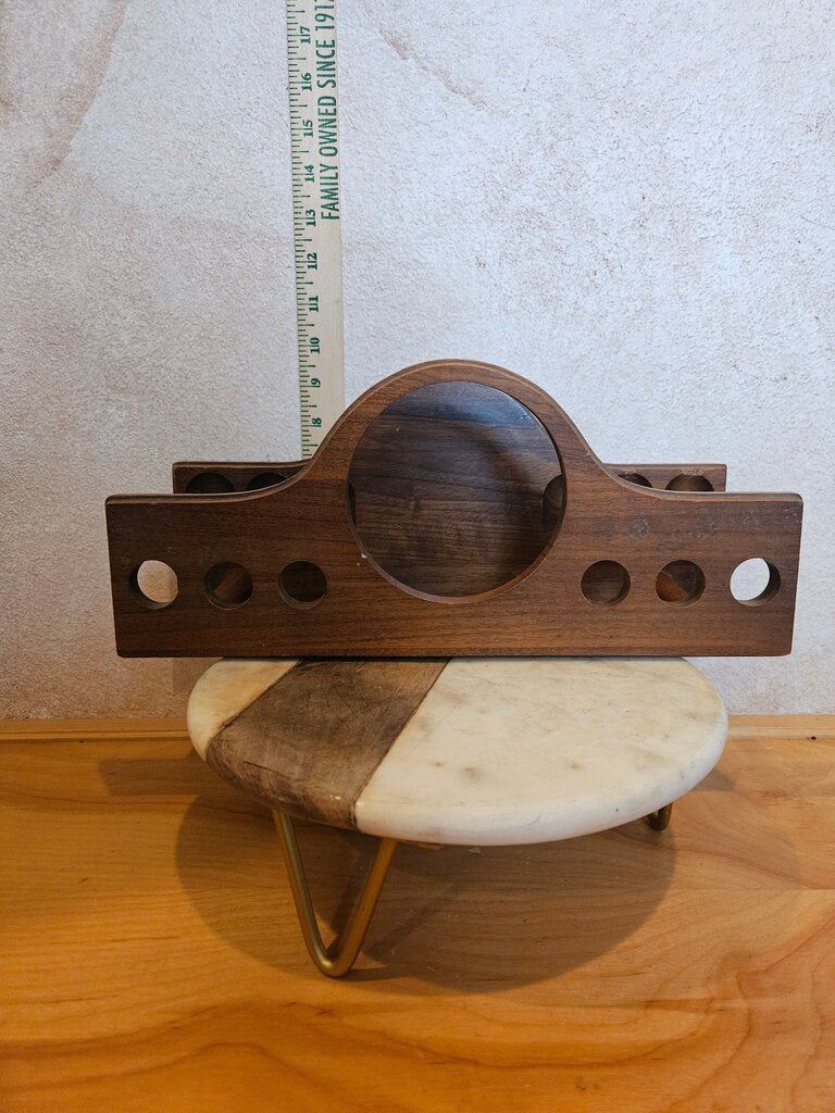 Vintage Wooden 6 pipe & humidor holder /turn into Kitchen Utensil Holder dark wood