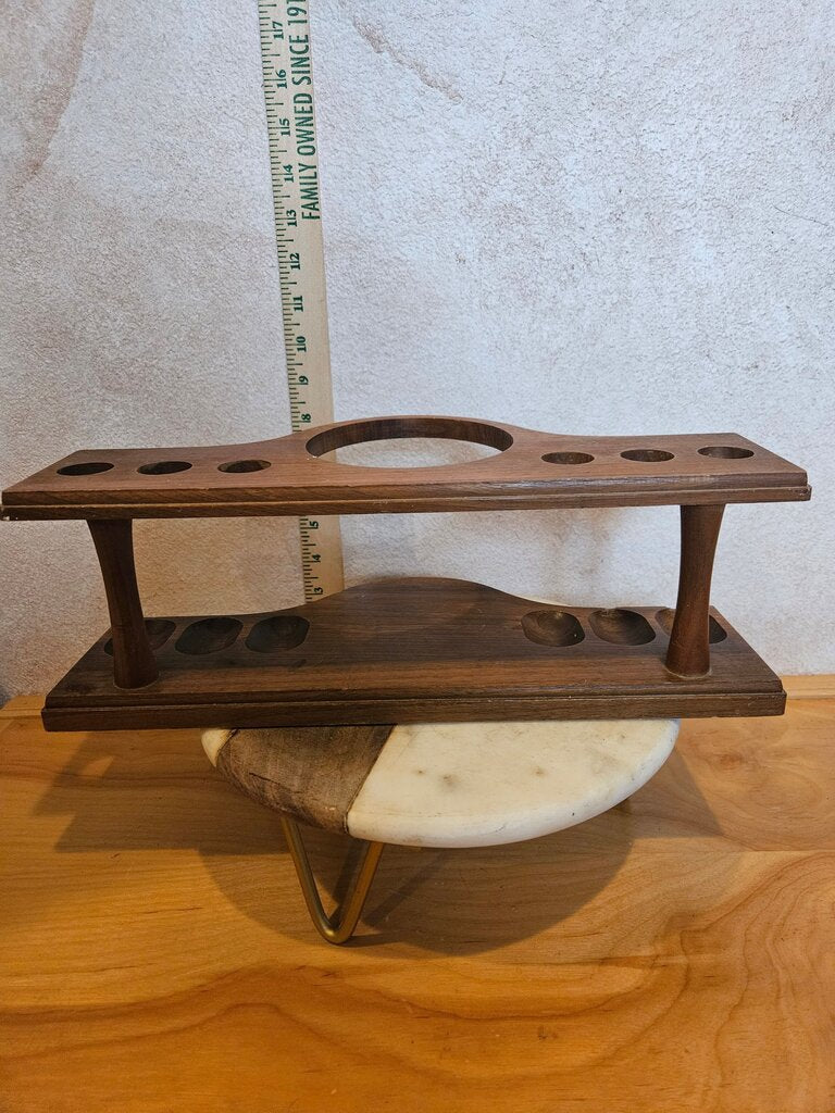 Vintage Wooden 6 pipe & humidor holder /turn into Kitchen Utensil Holder dark wood