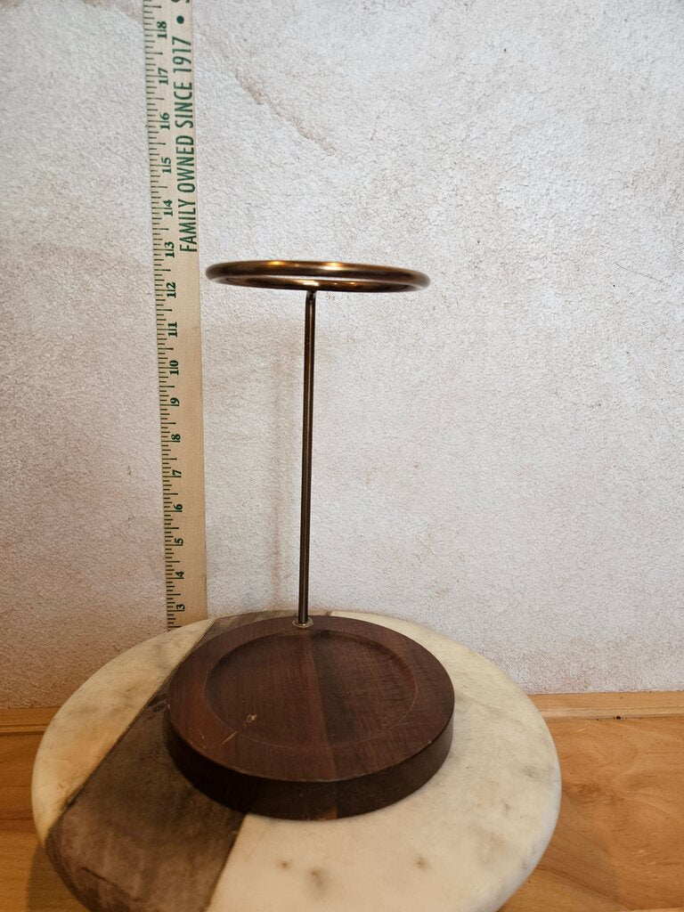 Elegant Brass and Wood Display Stand coffee pour riser doll holder