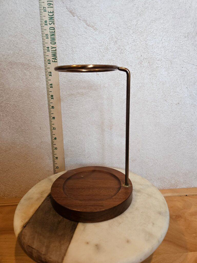 Elegant Brass and Wood Display Stand coffee pour riser doll holder