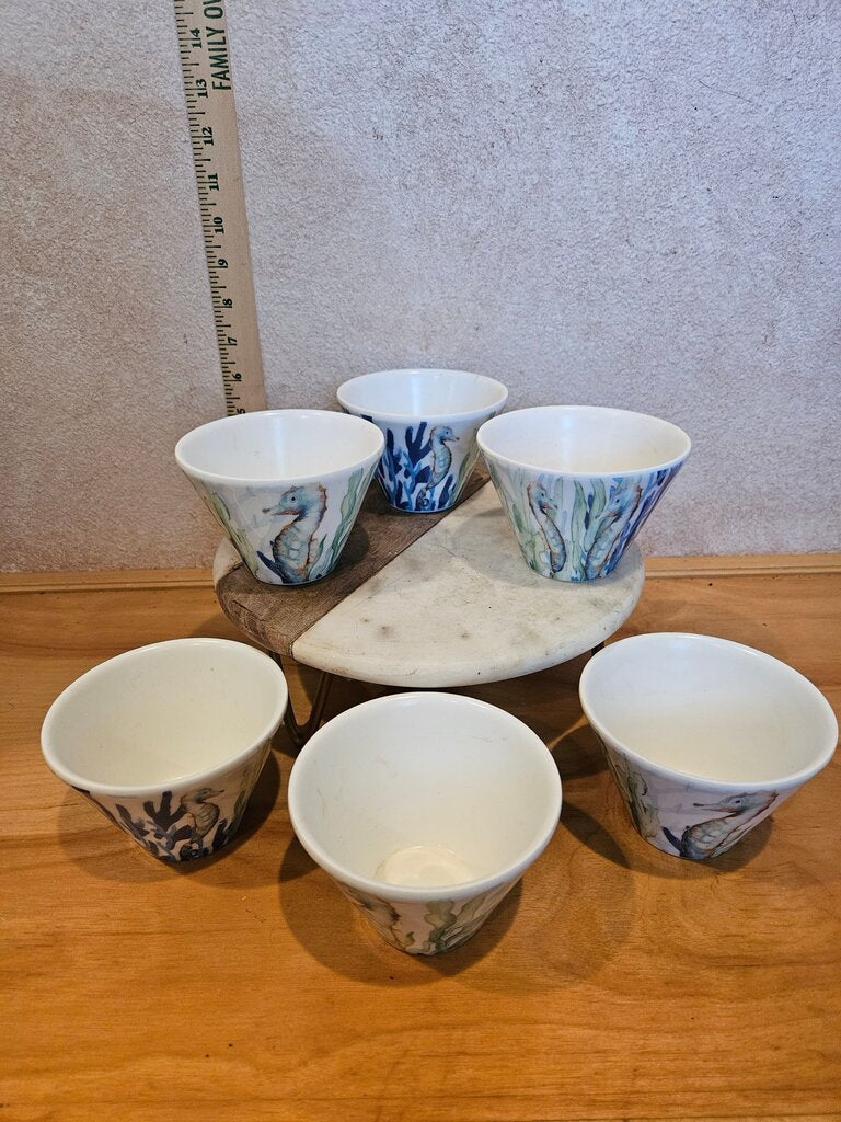 Set of 6 Decorative Seahorse Bowls