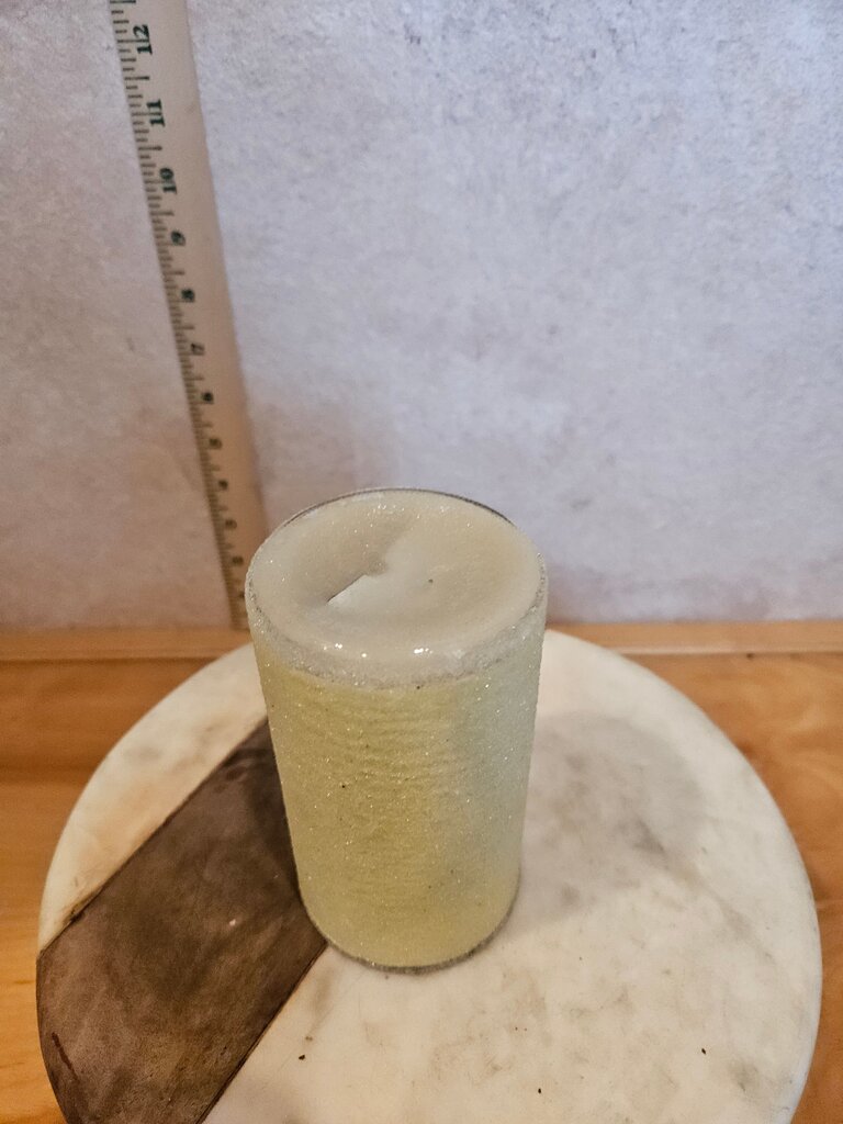 Vintage Sugar Frosted Holly Hobbie Happiness Grows Candle Pillar