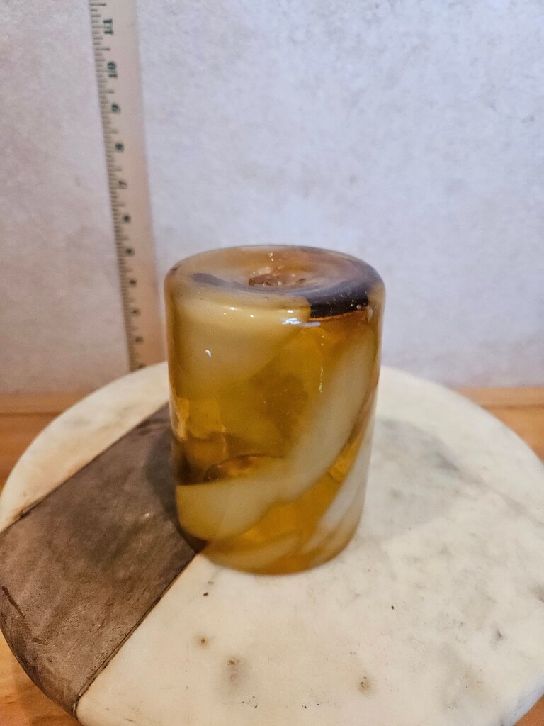 Vintage Amber Glass Candle Holder