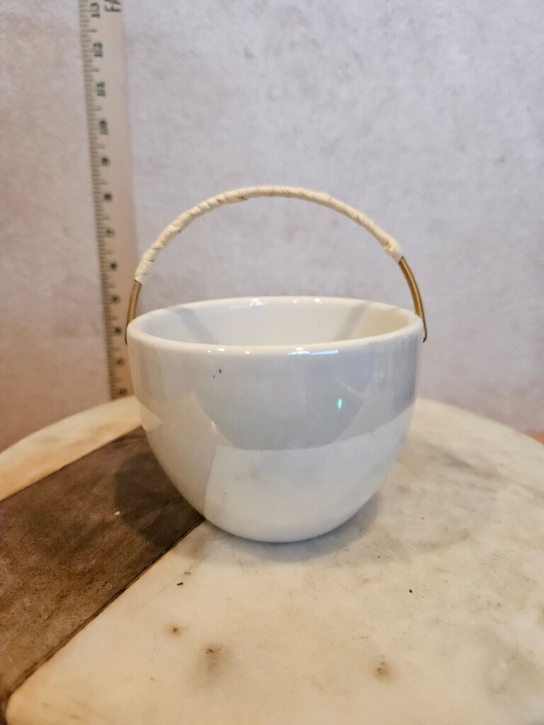 White Ceramic Decorative Bowl with Handle