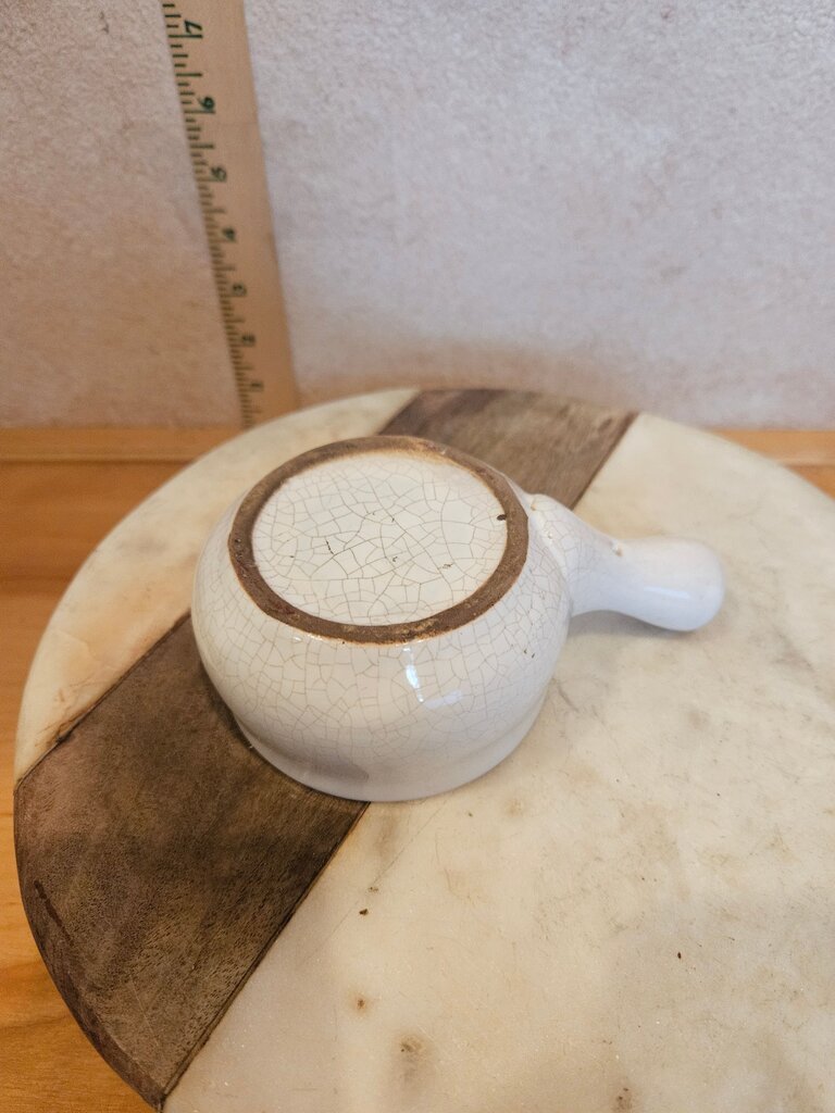 Vintage White Ceramic Soup Crock Bowl