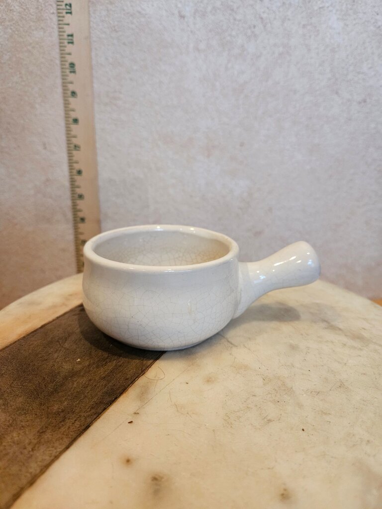 Vintage White Ceramic Soup Crock Bowl