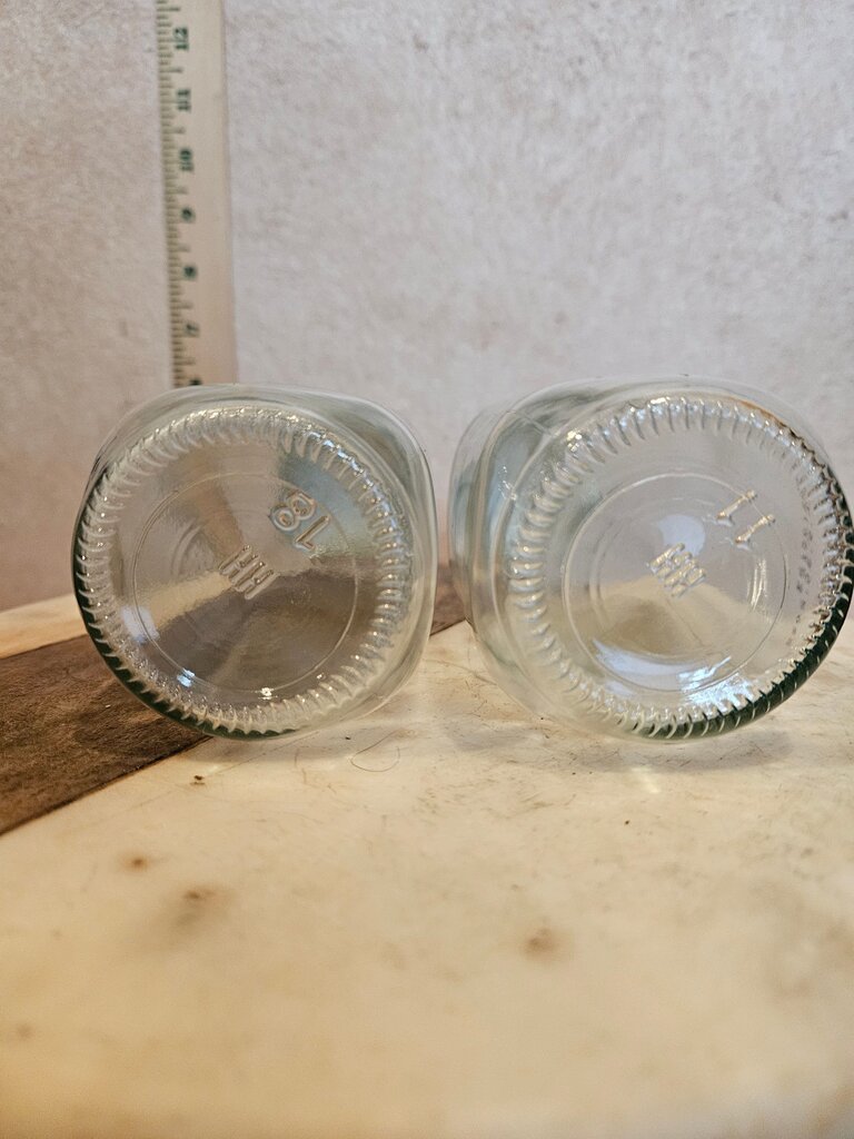 Glass Milk Bottles with Red Lids