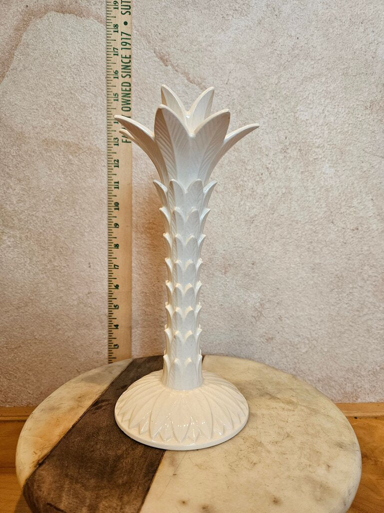 Fitz and Floyd White Palm Tree Candlestick FF Japan as is