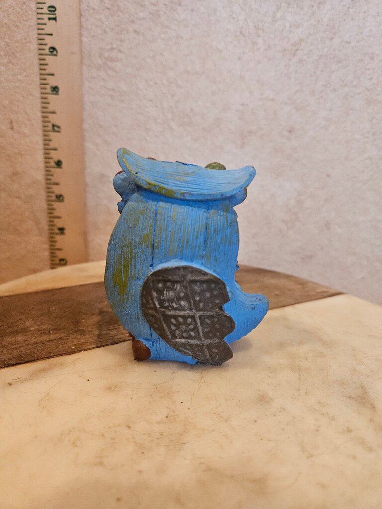 Decorative Faith Blue Owl w Flowers farmhouse decor