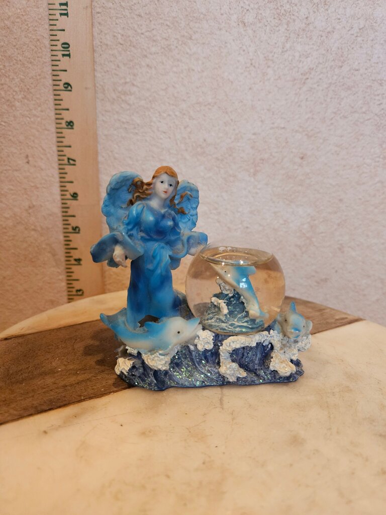 Blue Figurine with Dolphin and Glass Ball