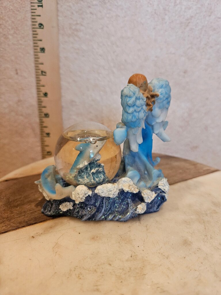 Blue Figurine with Dolphin and Glass Ball