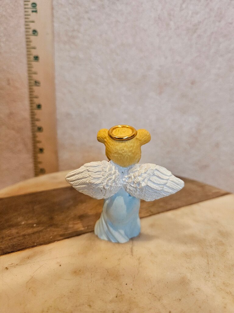 Vintage Angel Teddy Bear Figurine Playing Pan Flute