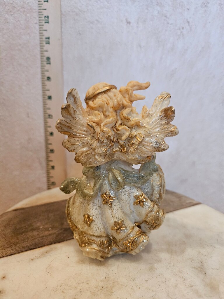 Vintage Angel Playing Mandolin Christian Religious Ceramic Figurine