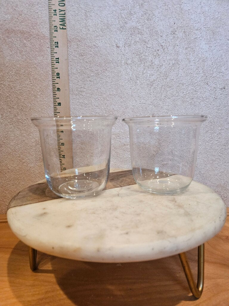 Set of Two Clear Glass Dessert Cups
