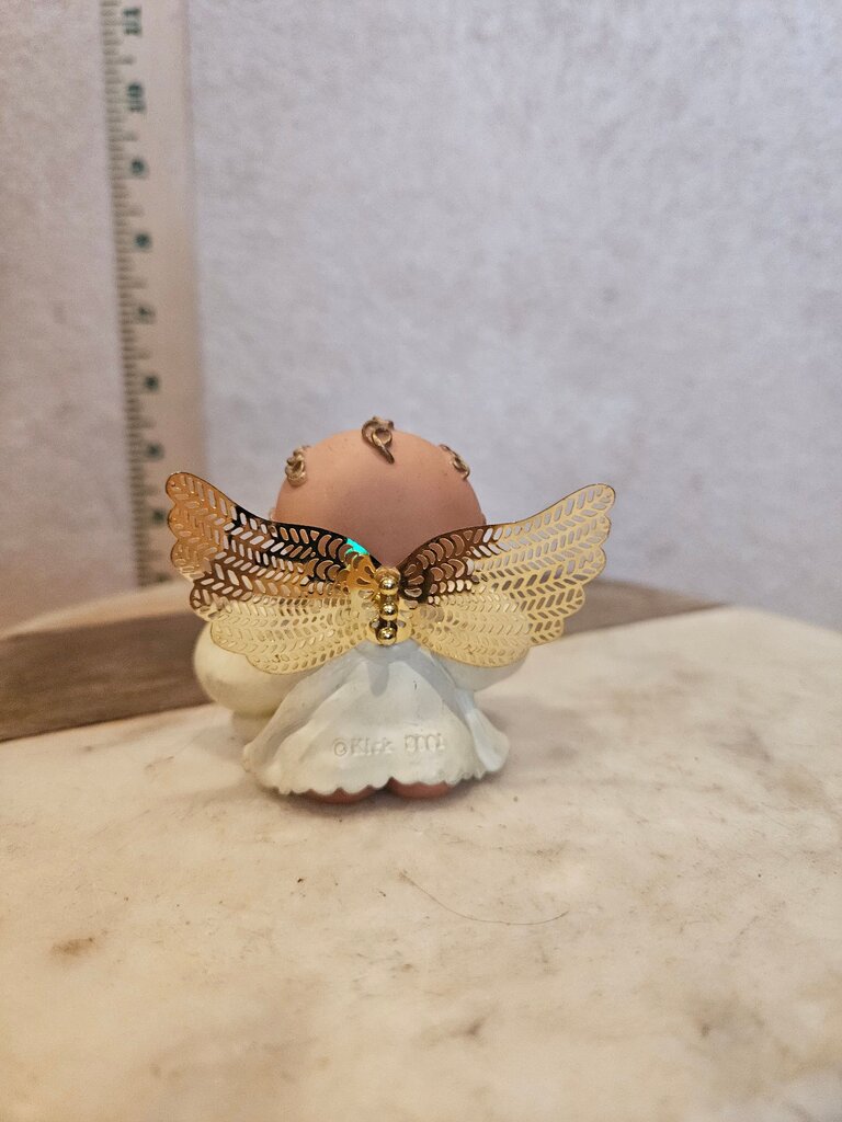 vintage 2001 RUSS BERRIE GUARDIAN ANGEL CHEEKS w GOLD STARS HAND-PAINTED FIGURINE 3"